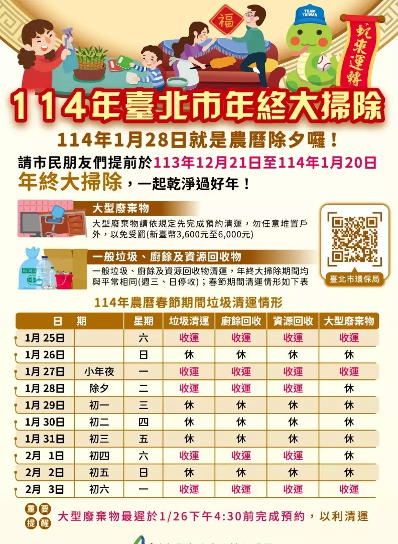 由於春節期間垃圾收運時間可能會有所調整，提前規劃垃圾處理的時間顯得尤為重要。提早做好準備不僅能避免因時間不符而帶來的不便，也能減少臨時手忙腳亂的情況發生，讓家中垃圾的處理更加井然有序。